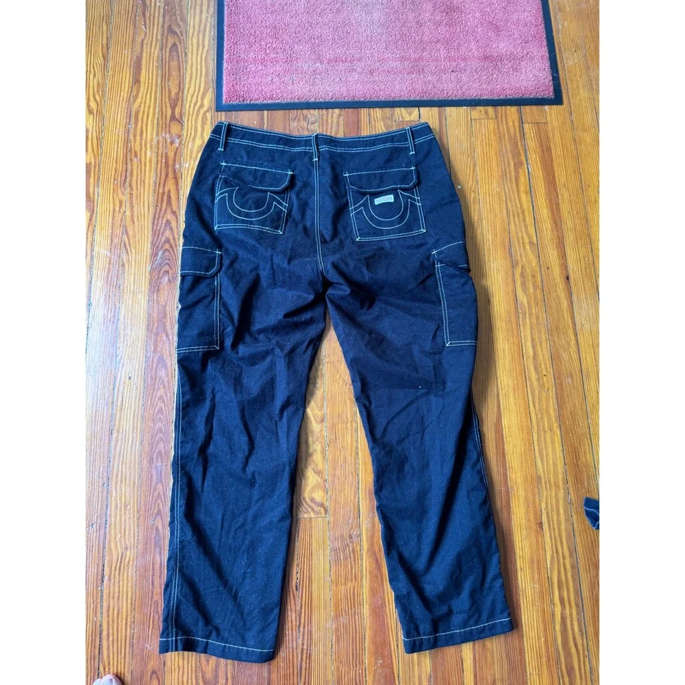 True Religion Mens Black Cargo Pants Size 38 Straight Leg